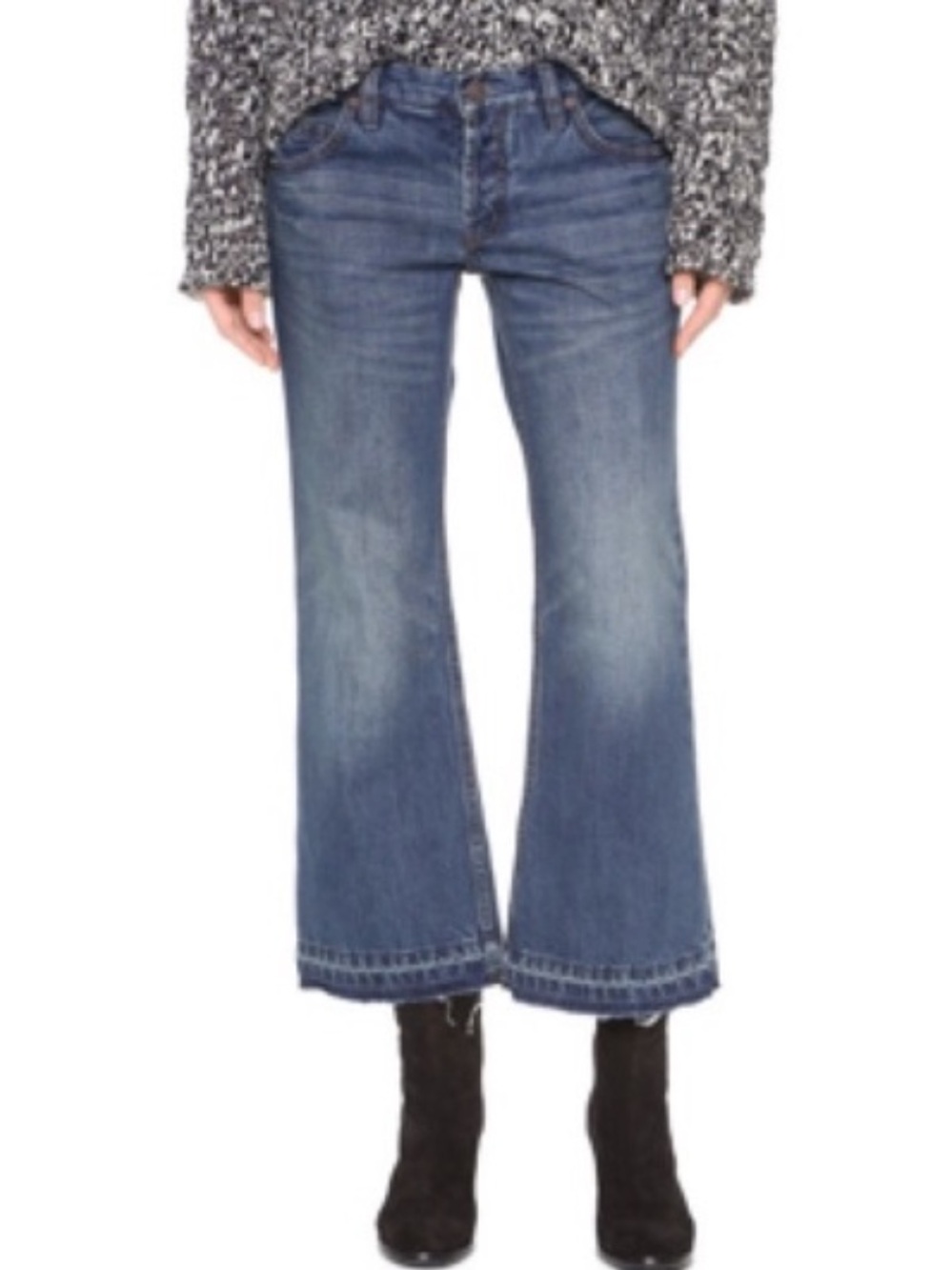 Free People low rise cropped flare Faded Blue Jeans